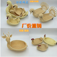 仿藤编织鸭子篮鹅盘小鸡果盘食品水果收纳篮子个性果篮 馒头篮子