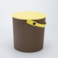塑料加厚可坐家用钓鱼桶手提洗澡篮洗车桶幼儿园收纳桶带盖水桶凳|咖啡配黄 特大号