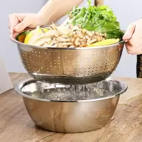 不锈钢盆无磁材质 洗菜篮 调料盆 厨房用品套装家用盆子