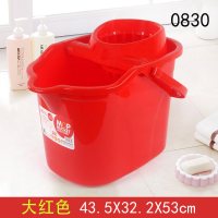 家用大容量洗拖把桶挤水桶手压带滑轮加厚墩布清洁单桶拖把压干桶|大红色0830地拖桶