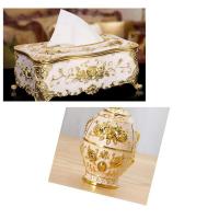 北欧式抽纸收纳简约家用卧室塑料纸巾盒客厅创意茶几ktv酒店摆件|金白套餐 金