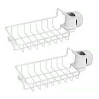 厨房水龙头置物架不锈钢沥水架子卫生间水池收纳架整理架浴室用品|白色加白色[2个装]