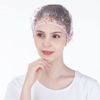 一次性浴帽女防水洗澡做饭防油烟成人厨房淋浴帽沐浴帽子头套头罩|加厚红色花点浴帽(50个装)