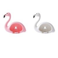 火烈鸟情侣牙刷架吸壁式卡通可爱牙刷挂卫生间家用两口牙刷置物架|白+粉(2个装火烈鸟牙刷架) +SK173挂钩粉色