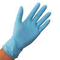 一次性黑色丁腈橡胶乳胶加厚防护家务洗碗防油纹身染发修车手套|天蓝色加厚型20只袋装 小号-S