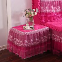 欧式蕾丝夹棉全包床头柜罩加厚万能盖巾公主卧室桌布小台布防尘罩|发财鹿-玫红 40*50床头柜可用