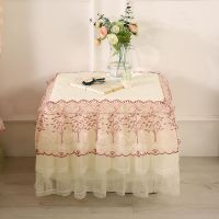 欧式蕾丝夹棉全包床头柜罩加厚万能盖巾公主卧室桌布小台布防尘罩|发财鹿-米黄 40*50床头柜可用