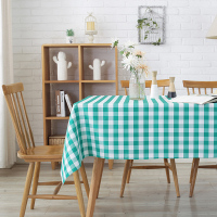 格子桌布长方形方桌野餐布美式田园酒店茶几布台布简约餐桌布布艺|绿色小格子(防水) 140*220cm