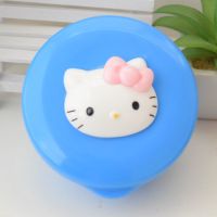 kt创意可爱便携密封圆形沥水带盖双层手工皂盒洁面洗脸精油皂盒|蓝色