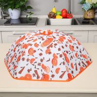 冬季保温菜罩盖菜罩子家用防尘饭菜餐桌可折叠防苍蝇食物大小号罩|夏日柠檬(黄色) 圆形大号78cm盖7-8个菜
