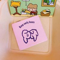 随身化妆镜小号ins风可爱双面镜便携卡通云朵小熊日系镜子|粉色英文狗折叠镜