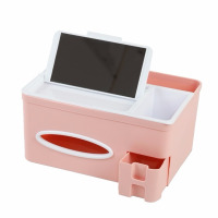 抽纸盒家用客厅书桌办公桌面遥控器茶几多功能纸巾盒化妆品收纳盒|北欧粉