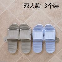 浴室拖鞋架卫生间免打孔门后置物架洗手间防潮壁挂式沥水毛巾架|双人款3个装