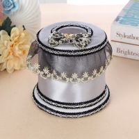 欧式纸巾盒田园蕾丝面包式布艺纸巾盒卷纸抽餐巾套家居车载抽纸盒|锦瑟土豪银 小盒