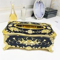 抽纸盒欧式创意客厅卧室茶几收纳盒纸巾盒ktv摆件塑料吸铁餐巾盒|金黑大号