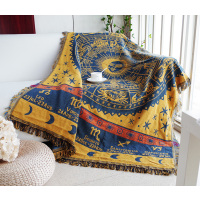 美式沙发毯出口全盖雏菊沙发巾线毯子布艺加厚防尘垫沙发罩|黄蓝星座 90*180cm