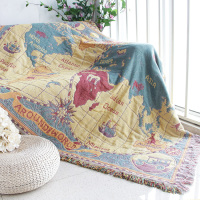 美式沙发毯出口全盖雏菊沙发巾线毯子布艺加厚防尘垫沙发罩|地图 90*180cm