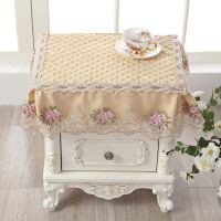 防滑 床头柜盖布底部防滑颗粒 防尘布床头柜罩三层加厚|盛世倾城咖色 40*50cm