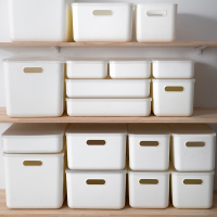 收纳盒桌面化妆品面膜杂物收纳筐厨房储物盒置物筐盒子带盖整理箱