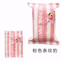 可爱棉麻布艺卡通纸巾套家居客厅卧室车载纸巾袋 ins抽纸盒纸巾盒|粉色条纹豹 棉麻布