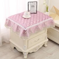 防滑 床头柜盖布底部防滑颗粒 防尘布床头柜罩三层加厚|孔雀紫色 50*55cm