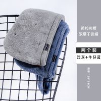 干发帽女吸水速干毛巾加厚洗头发帽子包头巾擦头神器网红浴帽|牛仔蓝+浅灰色双层加厚(2条装)