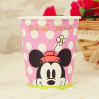 一次性纸杯卡通家用环保纸杯子加厚冰淇淋杯整箱1000只|迪士尼粉红色 300只