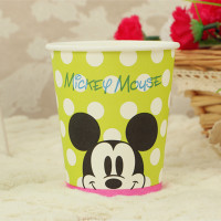 一次性纸杯卡通家用环保纸杯子加厚冰淇淋杯整箱1000只|迪士尼绿色 300只