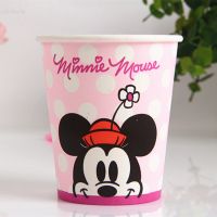 一次性纸杯卡通家用环保纸杯子加厚冰淇淋杯整箱1000只|迪士尼淡粉色 200只