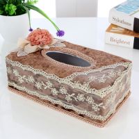 欧式田园蕾丝面包式布艺纸巾盒卷纸抽餐巾套车用抽纸盒|钻石绒-咖 中号纸巾盒