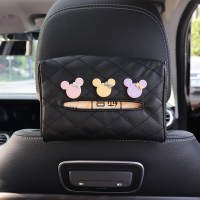 车载扶手箱纸巾盒抽创意车上汽车用车内可爱车里挂式抽纸盒套网红|小老鼠-黑色款(送清风纸巾一包)