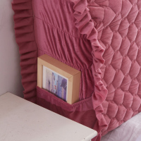 定做水晶绒夹棉加棉加厚床头罩软包欧式靠背套1.8m防尘罩床头套|豆沙-水晶绒-侧面松紧 2.2m-全包-适用厚8cm以上