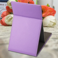 不锈钢镜面高清便携超薄摔不碎单面pu台式随身化妆小镜子定制多色|紫罗兰