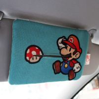 汽车遮阳板纸巾袋棉载纸巾盒卡通挂式创意车用抽纸盒套车内用品|超级马里奥棉麻遮阳板纸巾袋