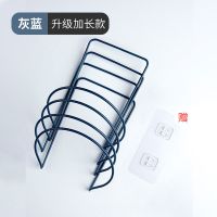 6个挂帽子神器家用帽架帽子收纳架门后帽子架子整理收纳创意挂钩|升级加长-灰蓝[环*4+双排钩*1]