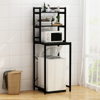 洗衣机置物架波轮滚筒洗衣机架子卫生间马桶置物架浴室阳台置物架|3层波轮-黑胡桃-黑架