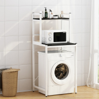 洗衣机置物架波轮滚筒洗衣机架子卫生间马桶置物架浴室阳台置物架|2层滚筒-黑胡桃-白架