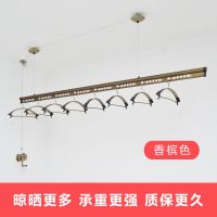 阳台双杆晾衣架升降手摇加厚 晾衣杆晒被双杆式自动室内晒凉衣架|香槟色(无安装) 双杆加筋2.7米(10衣架)
