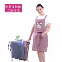 围裙女纯棉方格背带围裙方格舒适透气韩版可爱家用厨房防污尘围裙