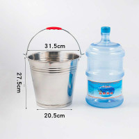 不锈钢水桶手提式家用304 提桶油桶储水加厚食堂铁皮桶带盖提水桶|特厚32cm12升无盖水桶送水勺
