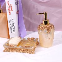 双格香皂盒欧式韩国创意盒香皂盘手工皂盒陶瓷肥皂碟树脂沥水|三瑾双格单层+乳液瓶珍黄