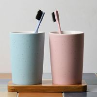 北欧简约纯色满天星陶瓷洗漱杯情侣漱口杯刷牙杯牙缸|蓝色粉色+竹制托盘