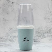 旅行洗漱簌口杯刷牙杯套装便携式牙缸杯子迷你小号牙刷牙膏牙具盒|小麦牙刷杯(蓝)
