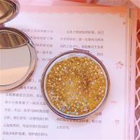 可爱亮片流沙双面折叠小镜子便携少女学生随身网红迷你ins化妆镜|流沙双面小镜子*圆形金色