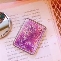 可爱亮片流沙双面折叠小镜子便携少女学生随身网红迷你ins化妆镜|流沙双面小镜子*方形紫色