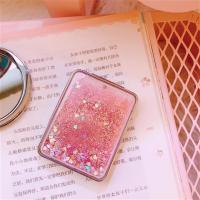 可爱亮片流沙双面折叠小镜子便携少女学生随身网红迷你ins化妆镜|流沙双面小镜子*方形粉色