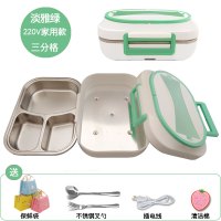 电热饭盒可插电加热保温热饭神器上班两用家用车载加热饭盒|淡雅绿-220V家用款