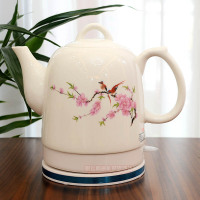 景德镇陶瓷电热水壶瓷器烧水壶青花瓷泡茶壶日用功夫茶壶陶瓷电壶|透明1.8L水点桃花