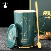 创意星座陶瓷水杯个性带盖勺男女学生杯子家用咖啡杯情侣杯马克杯