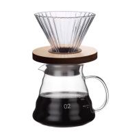 手冲咖啡壶套装组合 加厚实木v60玻璃滤杯家用滴漏式耐高温分享壶|600ml云朵壶+滤杯